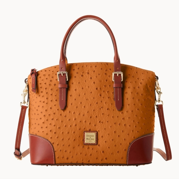 Dooney & Bourke Ostrich Domed satchel/ Tan - Picture 1 of 11